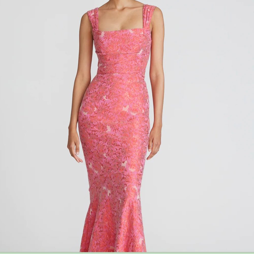 Theia, Rose Metallic, Fit & Flare Formal Dress